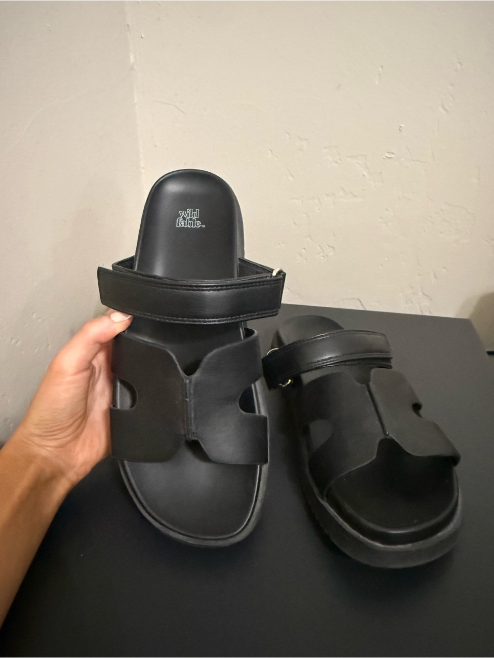 wild fable Black Slide Sandals